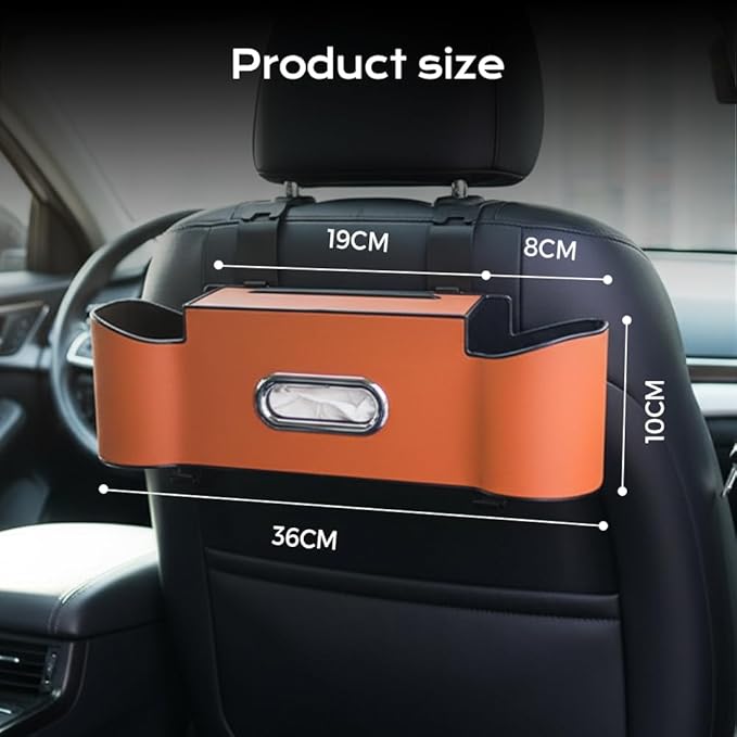 3-in-1 Car Backseat Organizer, 2026 New Multifunctional Back Seat Car Organizer with Cup Holder, Tissue Box, Trash Bin & Hooks for Hold Phones, Snacks, Drinks, Handbags (1, Red)