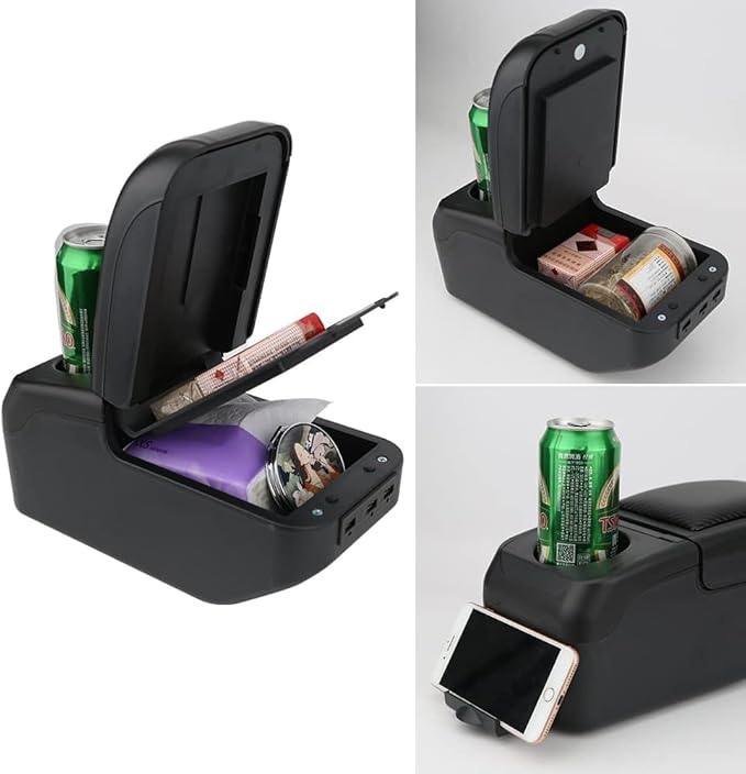 AULPHIKE Compatible with Nissan Versa Armrest 2007-2011 Center Console Organizer Armrests Double Layer Storage Space with USB Ports