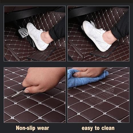 Custom Floor Mats for Cars，Luxury Full Coverage All Weather Car Floor Mats，Leather Car Mat Set ， Floor Mats for 99% of Cars, Trucks & SUVs (Purple)
