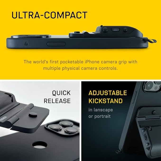 FJORDEN Pro Bundle for iPhone 16 Pro Max - Includes Fjorden Camera Grip, (MagSafe Compatible) iPhone Case, Black Rope Strap & Carry Case - Shoot Like A Pro with Your iPhone