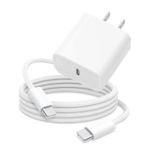 20W Type C Fast Wall Charger Block for iPhone 16e 16 15,AirPods 4 4th,Air Pods Max 2024,AirPods Pro 2nd,iPad 11 A16 2025 Pro 13/12.9, iPad 10th Air 13 Generation Tablet USB C Charging Cord Cable
