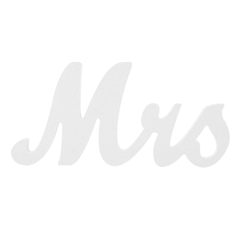 Adeeing Mr and Mrs Signs Wedding Sweetheart Table Decorations, Wooden Freestanding Letters for Photo Props, Rustic Anniversary Wedding Shower Gift (White)