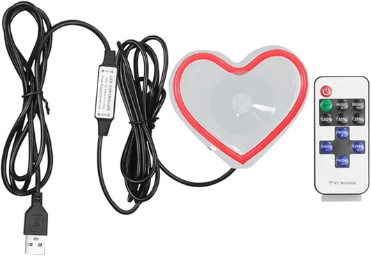 Car LED Ambient Light, Love Heart USB Vehicle Neon Lighting with Remote Control for Triangle or Back Window, Car Interior Accessories for Car, Bedroom, Party (Red)