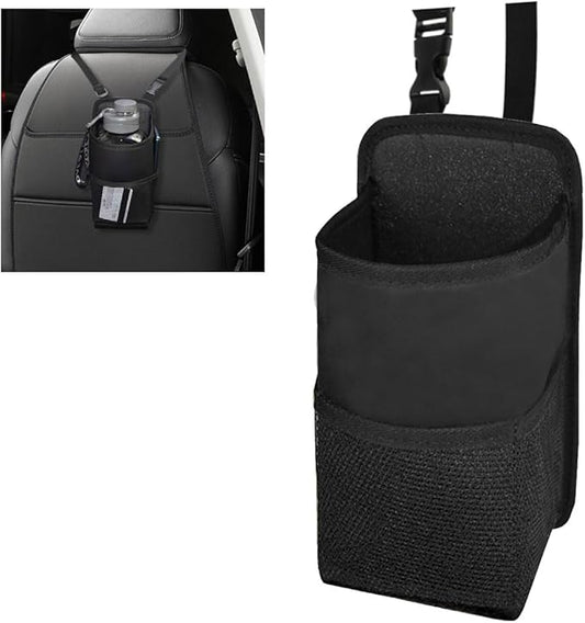 2-in-1 Large Cup Holder, 80 oz Multifunctional Car Seat Side Organizer, Hanging Water Bottle Holder Bag, Car Stuff Holder with Mesh Pocket for Phone & Drink, Suitable for Car SUV Truck (1 PC)