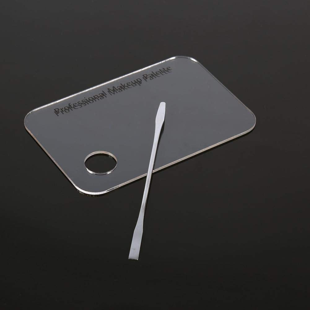 Makeup Palette with Spatula, Rotekt Clear Acrylic Makeup Nail Art Cosmetic Mixing Palette & Stainless Spatula Tool Applicators Set,Nail Holder Display Cosmetic Makeup Palette Tray Accessories