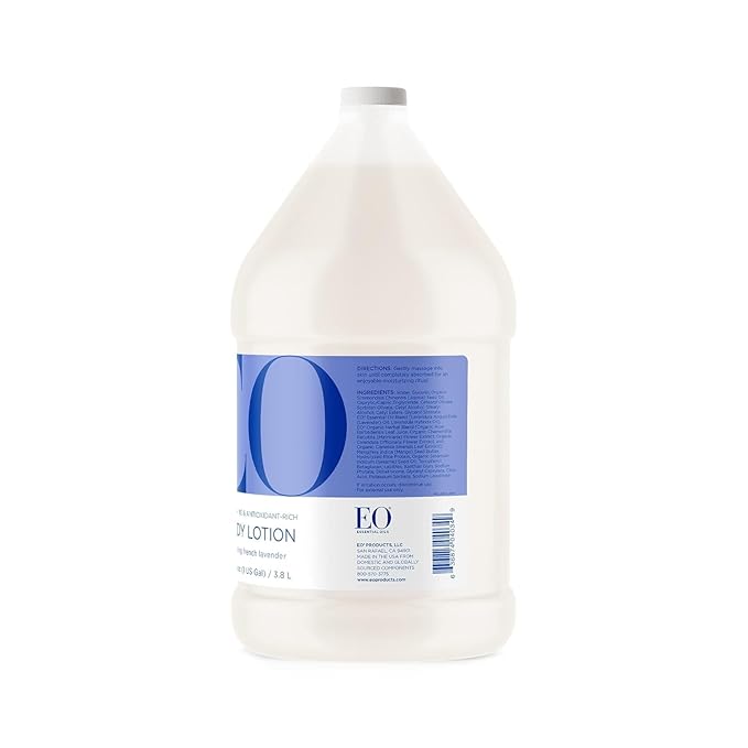 EO Body Lotion Refill, 1 Gallon, French Lavender, Organic Plant-Based, Botanical Extracts, Vitamin E with Pure Essential Oils