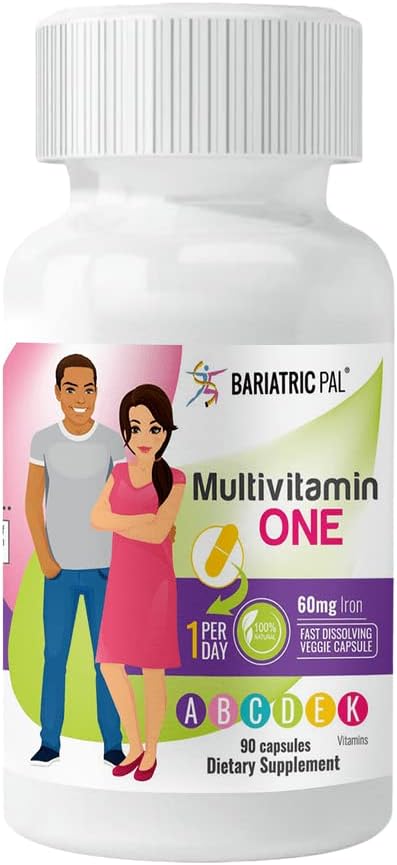 BariatricPal 90-Day Bariatric Vitamin Bundle (Multivitamin ONE 1 per Day! Capsule with 60mg Iron and Calcium Citrate Soft Chews 500mg with Probiotics - Piña Colada)