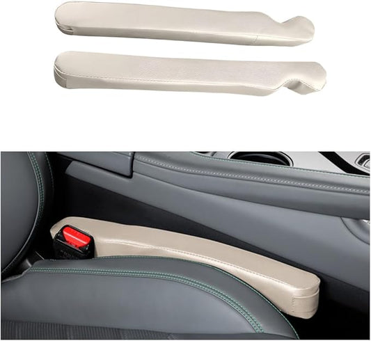2PCS Car Seat Gap Filler, Microfiber Leather Vehicle Seat Crevice Plug Blocker to Stop Things from Dropping, No-Drop Automotive Gap Guard Stopper, Universal for Vehicles (Beige)