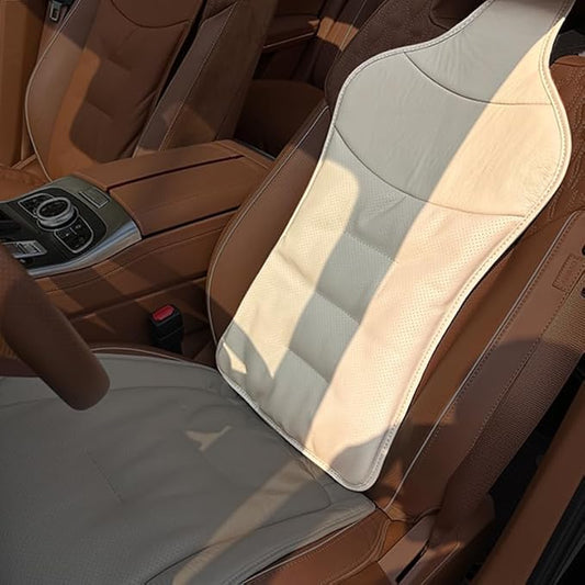 Car Car SUV's Wagon Universal Genuine Leather Seat Cushion Lumbar Back Top Layer Cow Leather Front and Back Cushion Upgrade Padded Comfort (White Smoke, Backrest)
