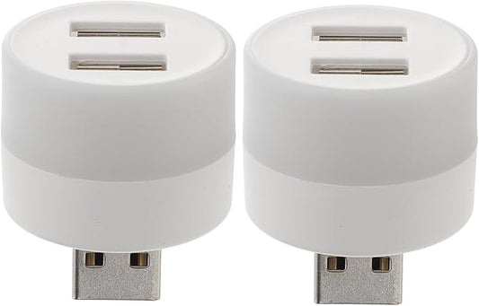Cabilock 2pcs USB Night Light Dock Holder Hub Ports USB Extender Portable Atmosphere Light for Home Hotel Car