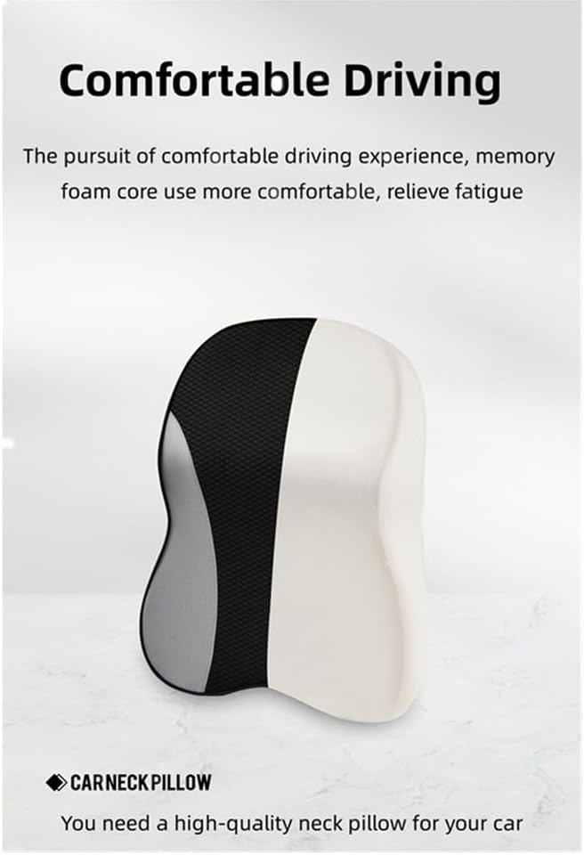 Memory Foam car Neck Pillow and Lumbar Support Pillow Set Breathable Removable Cover ergonomically Designed to Ease Neck and Back Pain (Black)