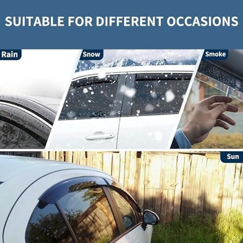 Rain Guards Fit for 2013-2019 Ford Escape, Tape-On Window Visors Shield, Smoke Tinted Vent Guard Deflector, Outside Mount Vent Visors,2013 2014 2015 2016 2017 2018 2019