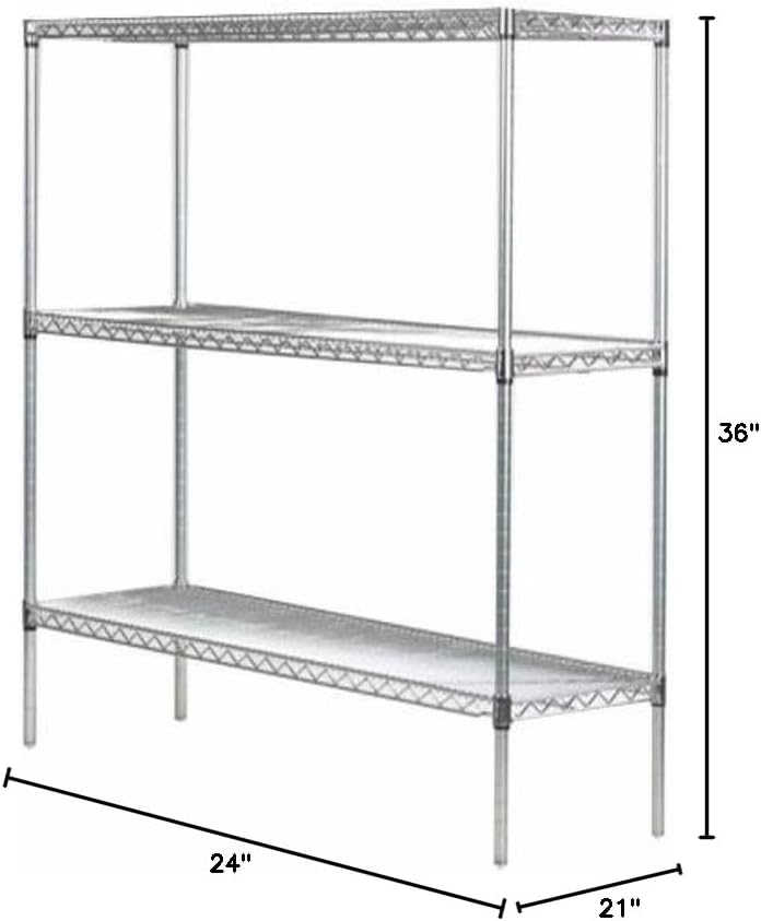 Omega 21" Deep x 24" Wide x 36" High 3 Tier Chrome Starter Shelving Unit