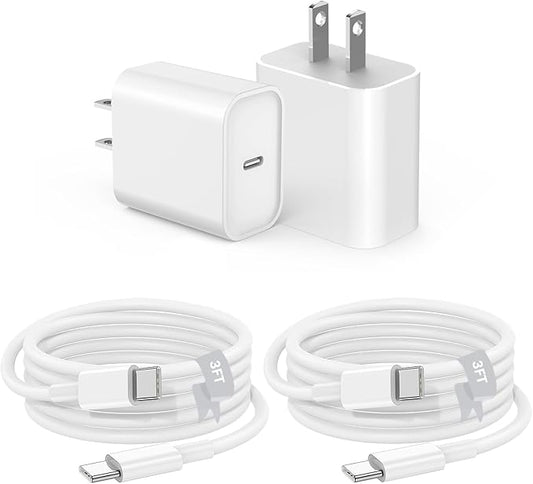 2Pack USB C Fast Charger for iPad Pro 13/12.9/11 in 2025-2018,iPad 11th,iPad Air 4th/5th 10.9",iPad mini 7th Generation,iPad Charger Fast Charging Wall Charger Block with 3FT USB C to C Cable