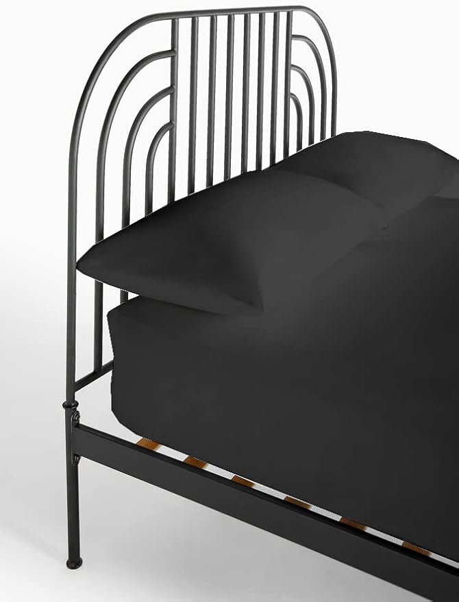 4 PC Cot Sheet Sets 28x75, 100% Cotton Fitted Cot Sheet- Perfect for Narrow Twin/Rv Bunk/Camping Cot/Guest Bed Replacement, Sheets for Cot Bunk Bed-Fits Upto 4-8" Deep Mattress- Charcoal Solid