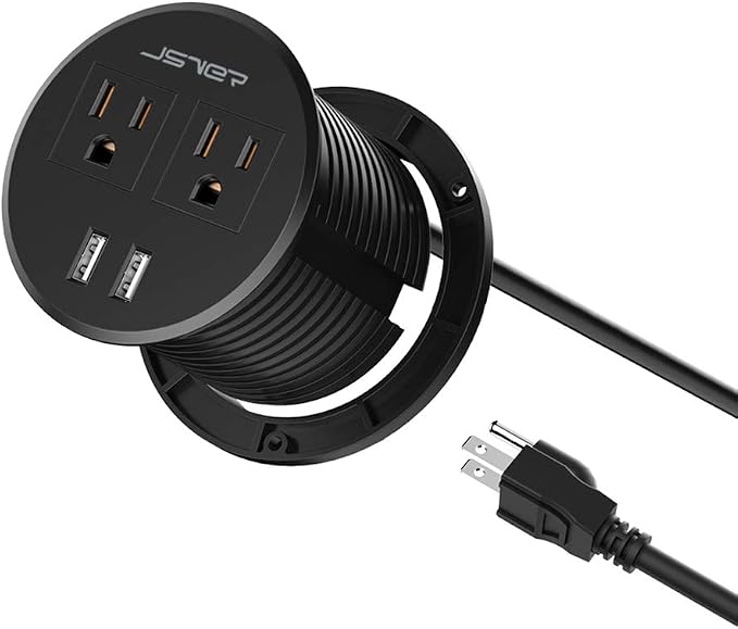 Desktop Power Grommet JSVER Mini Desktop Power Strip Hide Recessed Power