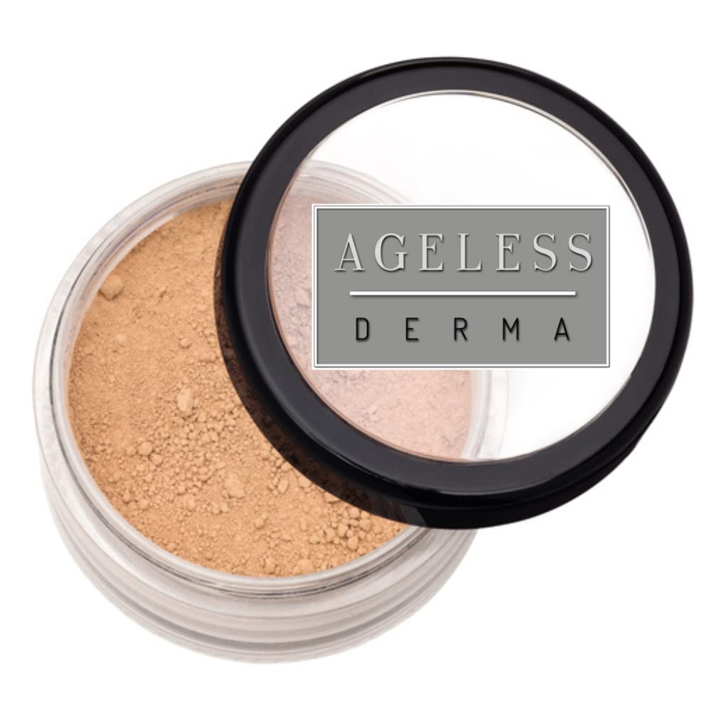 Mineral Face Powder Foundation Makeup. Natural Full Coverage Loose Foundation with Vitamin and Green Tea. Made in USA