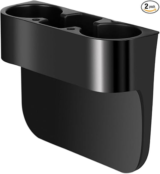 2PCS Seat Wedge Cup Holder for Car, Seat Gap Filler Cup Organizer Storage Box with Coaster(Black)