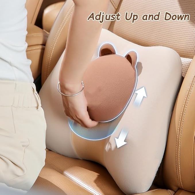 Car Lumbar Support and Neck Pillow for Driving Seat, Memory Foam Car Back Support Pillow & Headrest for Improve Posture, Driver Back Neck Sciatica Pain Relief Cushion (Black)