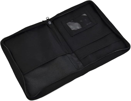 Car Glove Box Organizer Storage Folder for Vehicle Interior – Fit 600D Oxford Cloth Document Holder with Zippered Pocket and Elastic Loop, Black