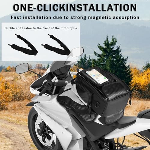 Motorcycle Tank Bag for BMW G310GS G310R G310 RG 310 GS G 310R, Magnetic & Strap Mount Tank Bag for Motorcycles, Motorcycle Touring Navigation Luggage Bag Tank Bags, B Magnetic