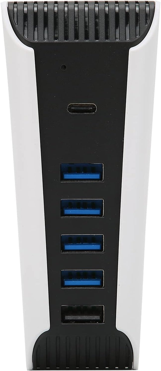 5 Port USB Hub for PS5, 5 in 1 High Speed USB Expansion Hub Charger Splitter Adapter with USB2.0 TypeC Ports for Console