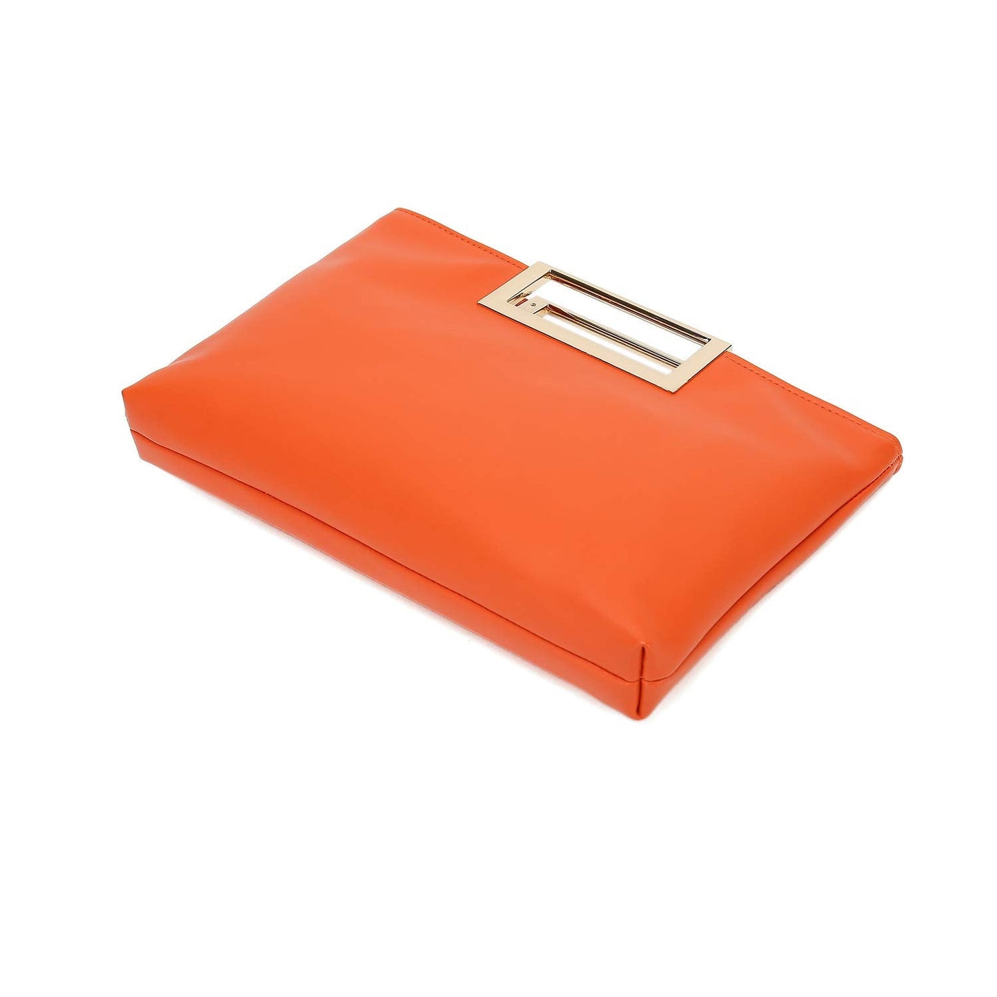 CHARMING TAILOR Fashion PU Leather Handbag Stylish Women Convertible Clutch Purse (Burnt Orange)