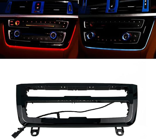Car Inner Air Condition A/C Panel LED Lighting Ambient Light Trim Accessories For BMW 3 4 Series 3GT F30 F36 M3 M4 Center Control Two-color Atmosphere Lamp Panel Replacement Cover (Piano Black)