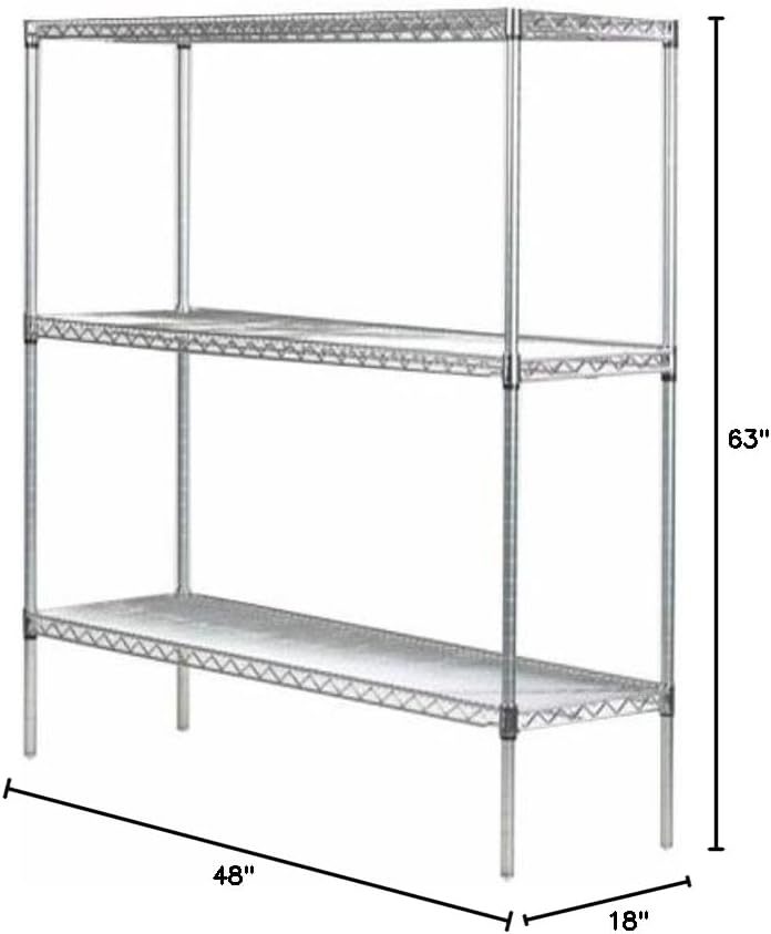 Omega 18" Deep x 48" Wide x 63" High 3 Tier Gray Starter Shelving Unit