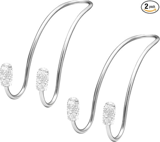 2PCS Car Headrest Hook, Bling Diamond Auto Hooks Stainless Steel Backseat Hangers, Universal Rhinestone Cute Seat Back Organizer Hanger for Purse Bag Clothes, Car Accessories (White)