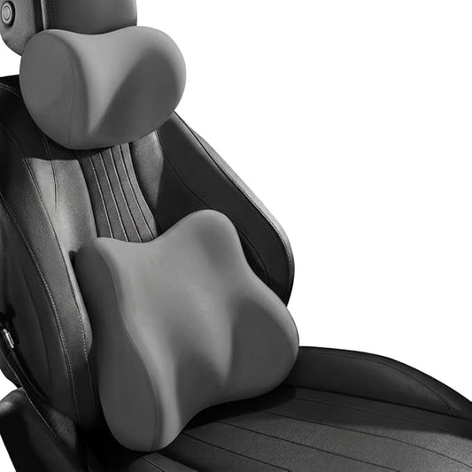 Car Headrest Pillow & Lumbar for BMW 1 Series (3door) E81 2007 2008 2009 2010 2011, Car Seat Neck Pillow Back Support, Breathable All-Season Automotive Seat Cushions, 2PCS,B Gray