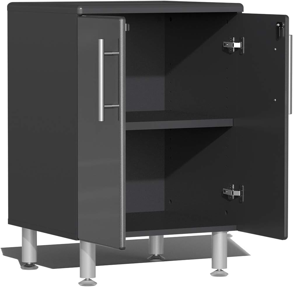 Ulti-MATE UG22082G 8-Piece Garage Cabinet Kit with Bamboo Worktop in Graphite Grey Metallic