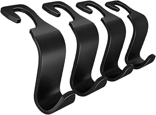 Car Backseat Headrest Hook Hanger Storage Universal for Handbag Purse Coat (Pack of 4)