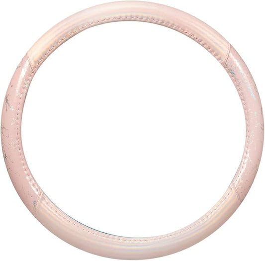 Carbella Pink Holo Bling Steering Wheel Cover, Standard 15 Inch Size Fits Most Vehicles, Cute Shiny Crackle Car Steering Cover with Holographic Foil Glitter Like Detail, Car Accessories for Women