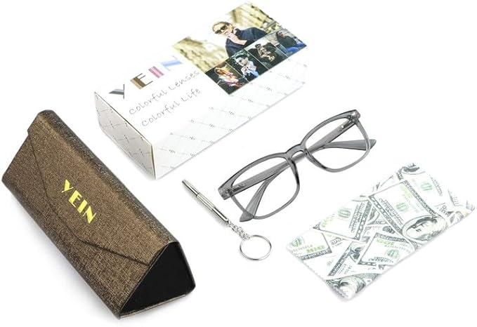 YEIN Bifocal Reading Glasses with Blue Light Blocking Lenses, Bifocal Reader for Women and Men, Vintage Square frame with Spring Hinge (+1.00/+4.00 magnification)