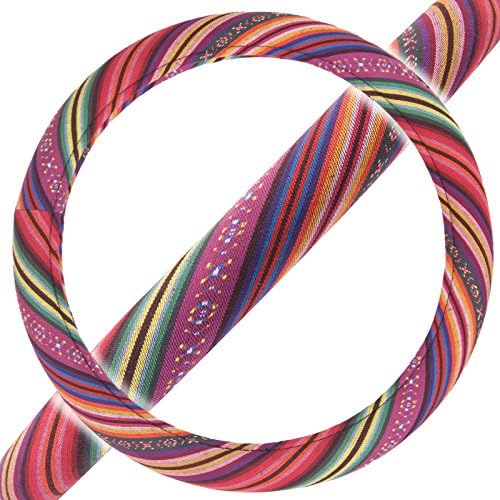 Carbella Pink Woven Boho Bohemian Hippie Saddle Blanket Style Steering Wheel Cover for Women - Fits Most Standard Wheel Sizes 14.5 - 15 inch Woven Style - Light Stripes
