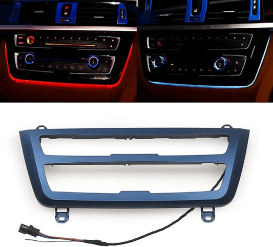Car Inner Air Condition A/C Panel LED Lighting Ambient Light Trim Accessories For BMW 3 4 Series 3GT F30 F36 M3 M4 Center Control Two-color Atmosphere Lamp Panel Replacement Cover (Sport Blue)