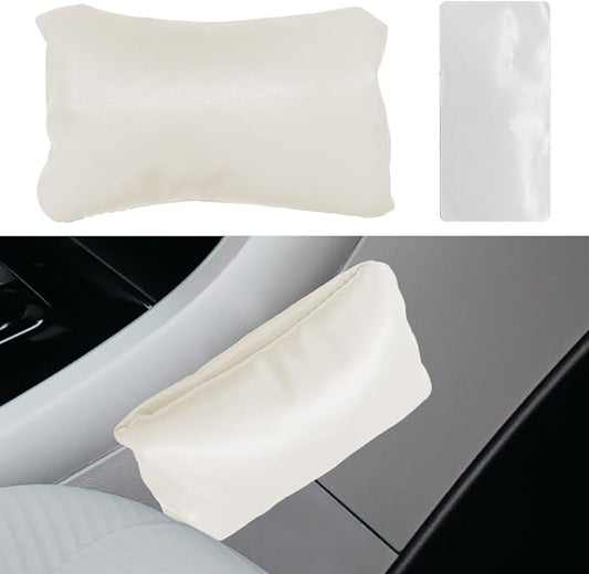 Car Knee Cushion Pad, PU Leather Automotive Center Console Elbow Armrest Pillow, Soft Auto Door Leg Support Pad Protector, Universal Vehicle Interior Comfort Accessories (Beige)