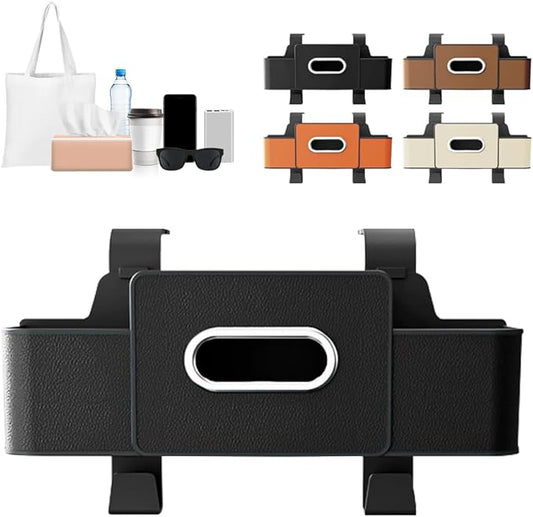 3-in-1 Car Backseat Organizer with Cup Holder, Tissue Box, Trash Bin & Hooks, 2026 Multifunctional Back Seat Car Organizer for Phones, Snacks, Drinks, and Handbags (black)