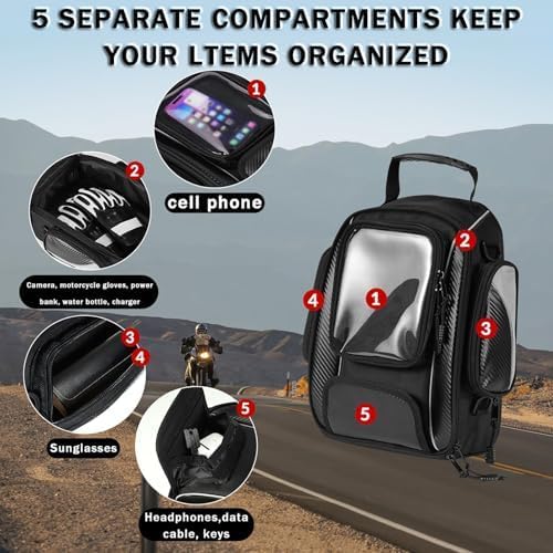 Motorcycle Tank Bag for Kawasaki Ninja 650 650R ZX6R ZX10R, Magnetic & Strap Mount Tank Bag for Motorcycles, Motorcycle Touring Navigation Luggage Bag Tank Bags, B Magnetic