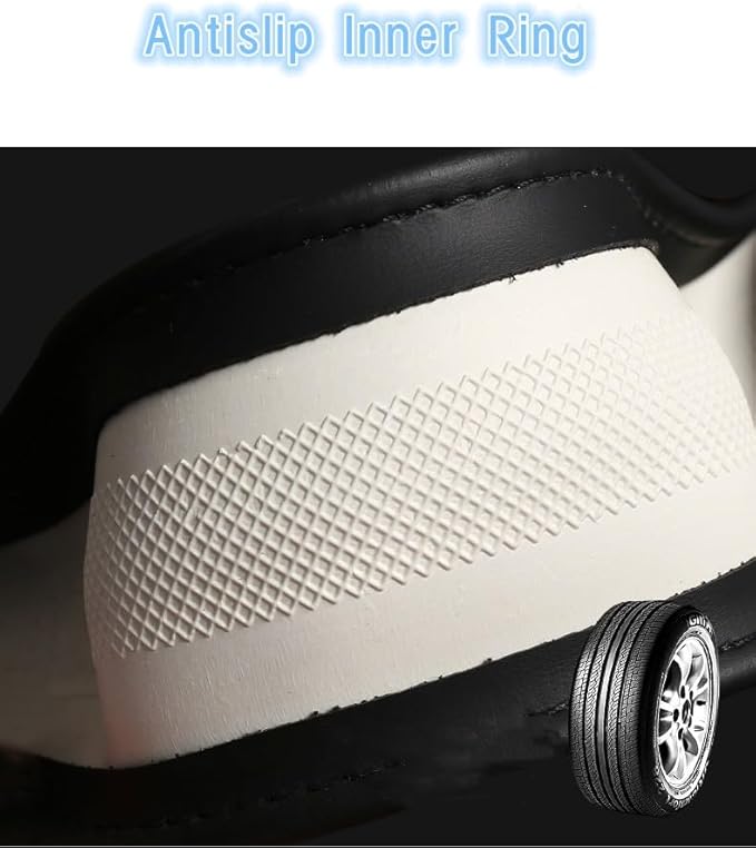 Wood Car Steering Wheel Cover Rubber Inner Ring All Car Universal Four Seasons Universal Thin Fiber Leather Anti-Slip 16 17 18 19inch for Truck (16inch, Black)