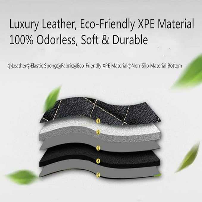 Customize Car Floor Mats for 99% Sedan SUV Sports Car All Weather Leather Full Coverage Waterproof Non-Slip Vehicle Lining Pads (Black Beige)