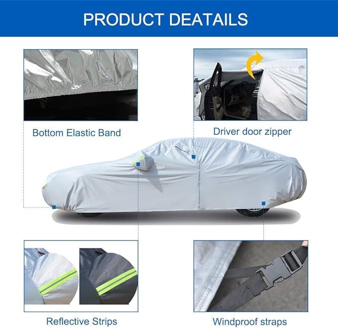 KouKou Oxford Waterproof SUV Car Cover Suitable for Cadillac XT6 from 2019 to 2025, Windproof All Weather Waterproof Outdoor Cover Sun Rain UV Dust Snow Protection.