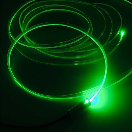 2mm 5meters Car Home LED Ambient Plastic Optic Fiber Light Source Kit Tool Free (12V,Green)