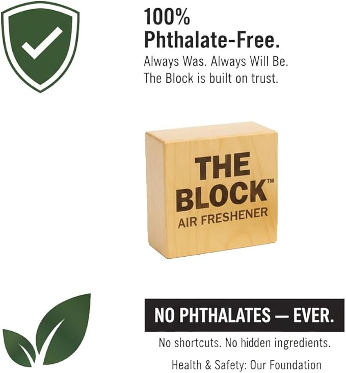 The Block - Wooden Car Air Freshener & Odor Eliminator - Long Lasting 30+ Day Scent - Car & Home Use - Fresh Gift Idea - Made in USA - Citrus Overdrive