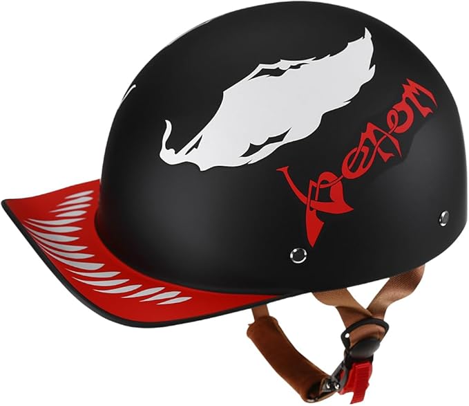 Vintage Retro Open Face Motorcycle Helmet Baseball Cap Half Helmets with pull-down Lens for Men Women Moped Cap Jet Scooter Street Cruiser - DOT Certified (Moto Rider, XX-Large)