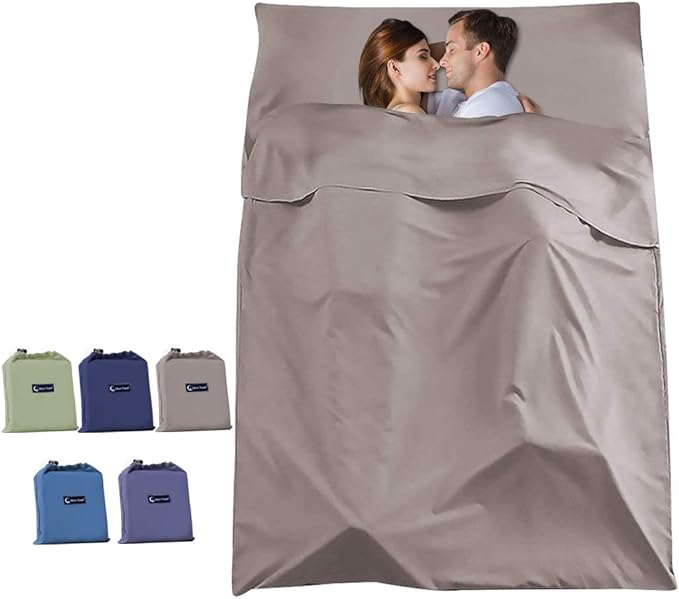 Sleeping Bag Liners Lightweight Travel Camping Sheet Sleep Bag Liner Adults Lightweight Warm Weather Hotel Compact Portable Sleeping Sack Indoor Outdoor Hostels Traveling Backpacking Hiking Blankets