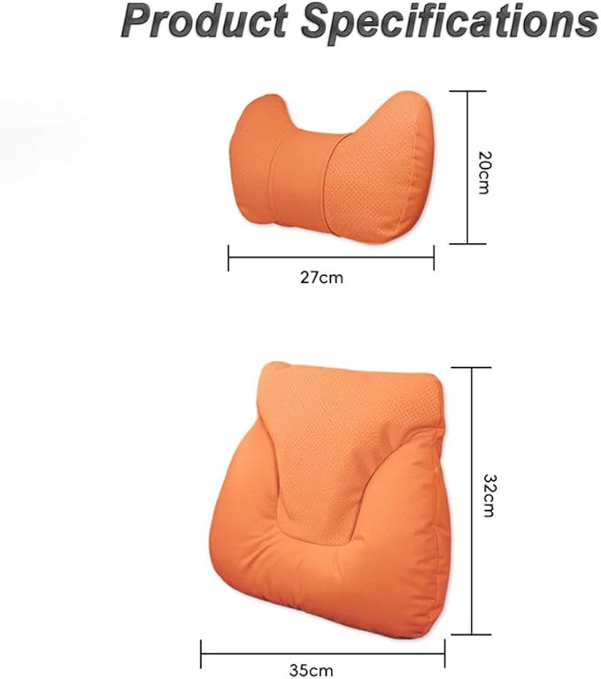 Car Neck Pillow Set for Honda Civic Si 2017 2018 2019 2020 2021 2022 2023 2024 2025, Leather Car Headrest Lumbar Support Waist Backrest Head Support Cushion,BeigeWhite
