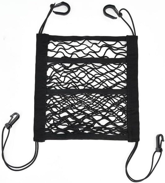 3-Layer Car Seat Back Net Organizer, Car Mesh Bag, Barrier of Backseat Pet Kids Cargo Tissue Purse Holder Storage Netting Pouch Dog Trunk Net Barrier Seat Back Net Bag