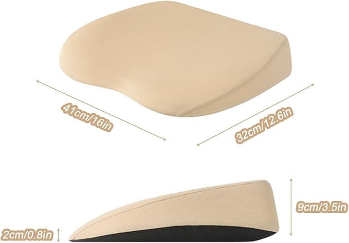 2 in 1 Wedge Car Cushions for Driving - Adult Booster Seat for Car to Raise Height - 3.5 Inches Memory Foam Driver Seat Cushion Lumbar Support for Car Truck Seat,Beige
